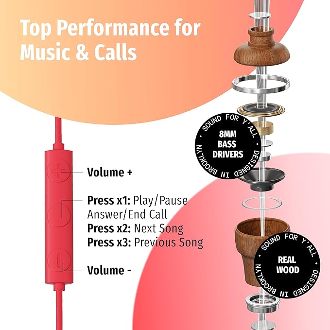 Symphonized Premium Wooden iPhone Earphones Wired Deep Bass Sound, 3D Sound - Image 3