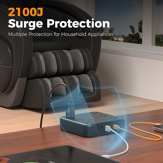 TESSAN Black Extension Cord - Image 4