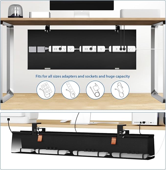 Zilink No Drill Under Desk Cable Management Tray 40" Cord Organizer - Image 2