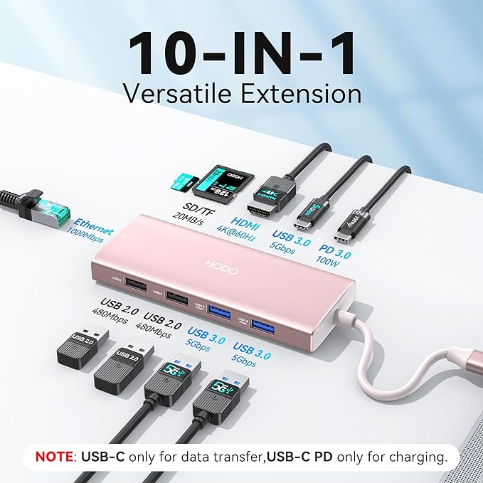 USB C Hub Multiport Adapter, 10-in-1 Laptop USB C Docking Station - Image 2
