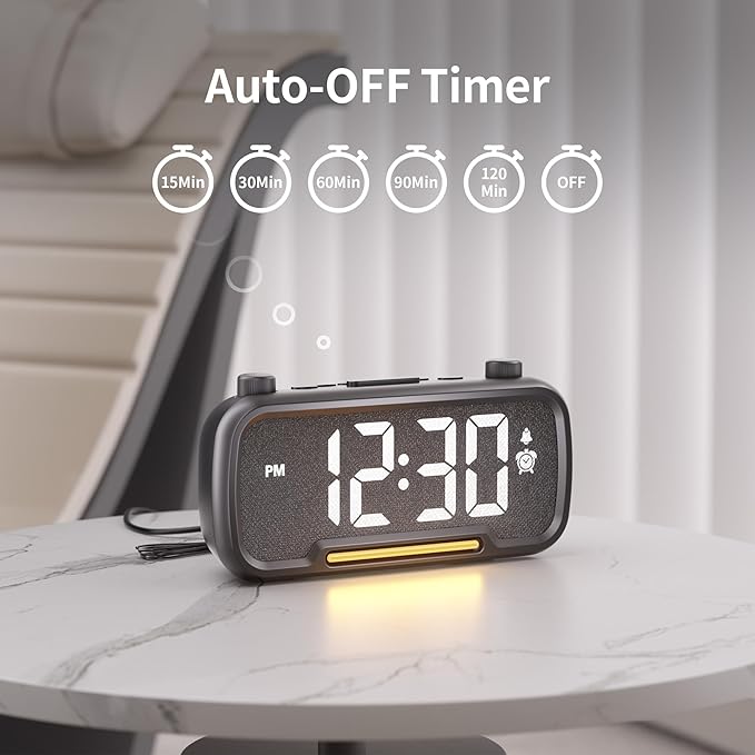 OnLyee 5-in-1 Alarm Clock Radio – FM Radio, Hi-Fi Speaker Sound, Auto-Off Timer - Image 6