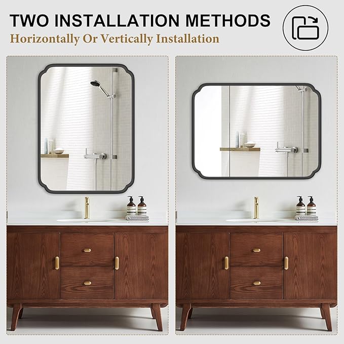 White 30"x48" Bathroom Mirror for Wall, Large Bathroom Vanity Mirror, Rounded - Image 4