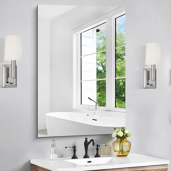 CILIBER Frameless Mirror, 24x36 Inch Bathroom Mirror by CILIBER