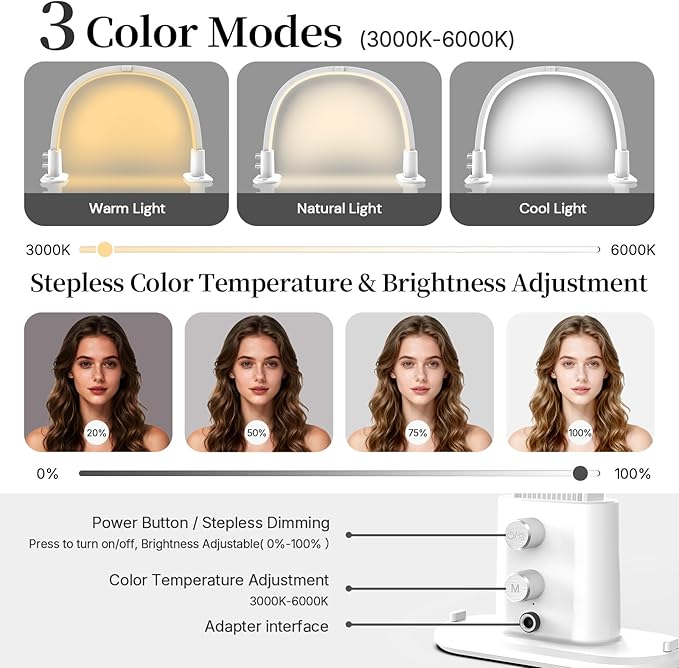 Half Moon Light for Nail Desk, Portable Nail Light for Desk - Image 2