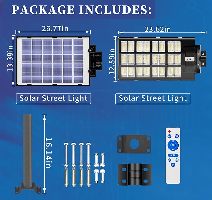 JAYNLT Y-6800W Solar Street Lights Outdoor, 600000LM 6500K Powerful Parking Lot - Image 6