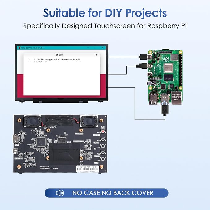 HMTECH 7'' Raspberry Pi Screen, 800x480 HDMI Small Monitor - Image 2