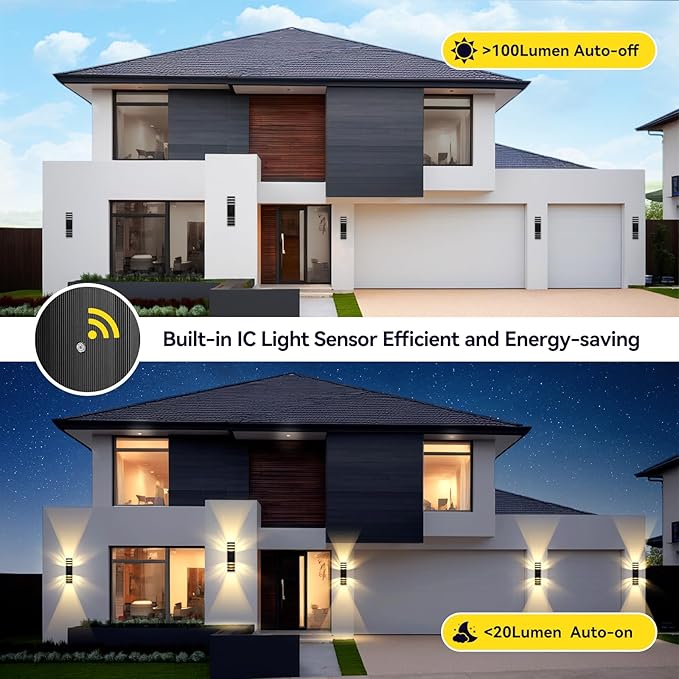 MZLITI LED Square Up & Down Wall Lights 2 Pack 15inch, Outdoor Wall Lights - Image 3