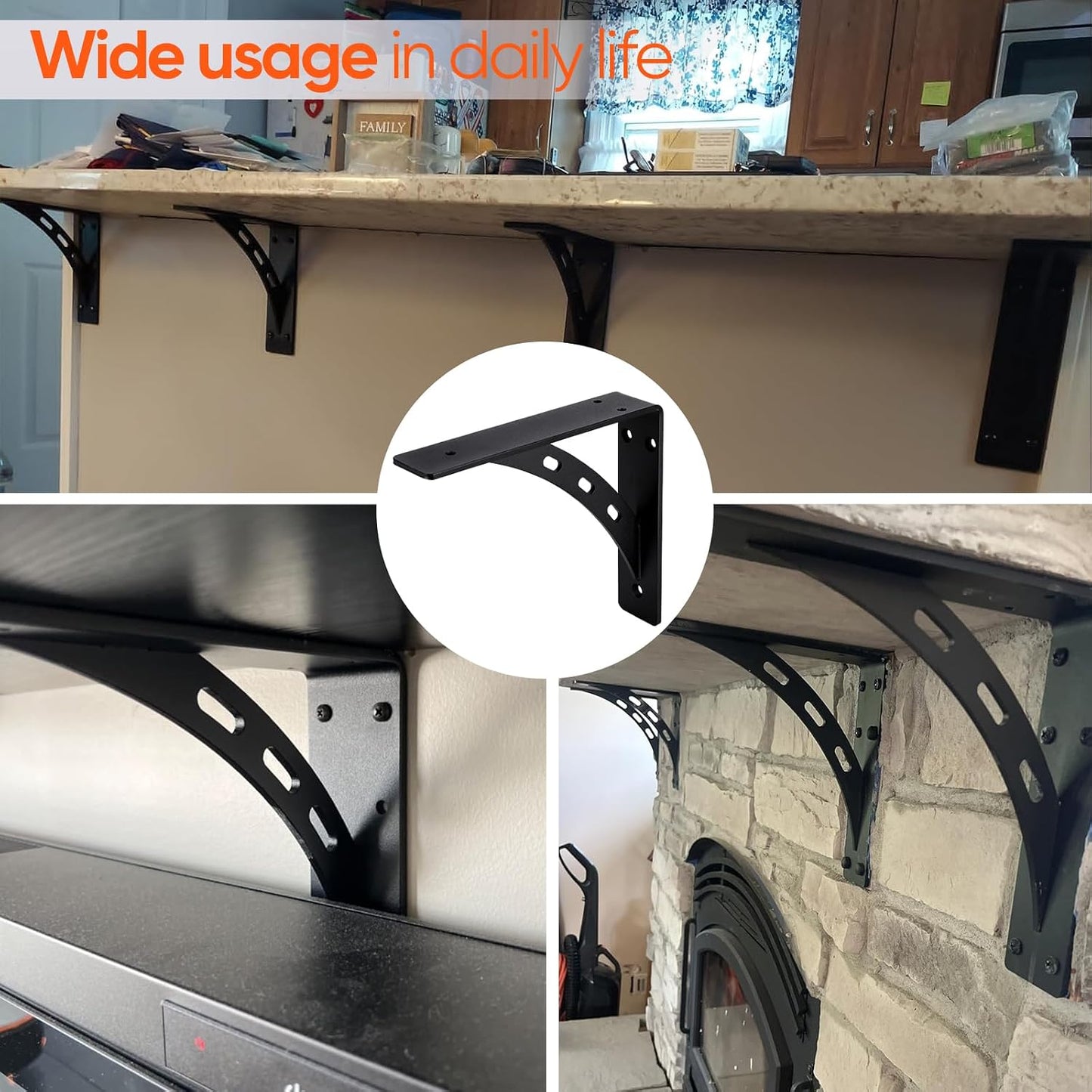 4-Pack Countertop Support Brackets 6"x5"x2", | Floating Shelf Bracket, Mantel Corbels, For Quartz/Granite/Wood/Concrete/Laminate