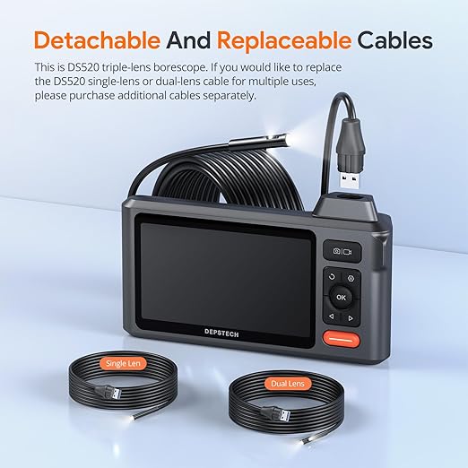 Triple Lens Borescope Tool, DEPSTECH 5" IPS Screen Endoscope Camera - Image 8