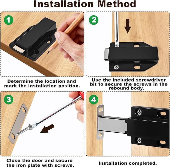 4 Pack Magnetic Push Latch, Heavy Duty Magnetic Touch Latch, - Image 5