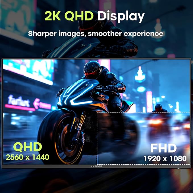 Amzfast 27 Inch Gaming Monitor 200Hz WQHD 2k 2560 x 1440p Monitor, Built-in - Image 2