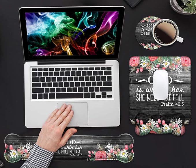 Wrist Rest Support Ergonomic Gel Mouse Pad & Memory Foam Keyboard Set, Non-Slip - Image 7