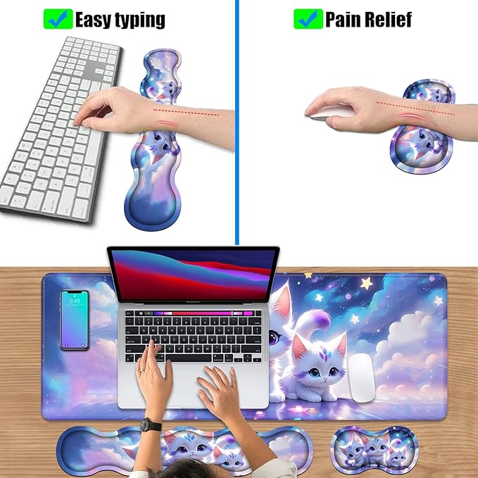 4 in 1 Ergonomic Keyboard Wrist Rest & Mouse Pad Wrist Rest Set, Large XXL - Image 6