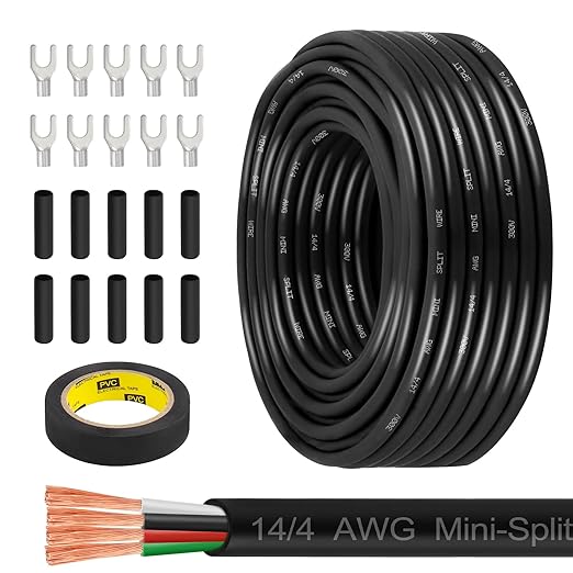 MOOKEERF 14/4 AWG Mini-Split Cable - 75FT 14 AWG 4 Conductor Control Cable 300V by MOOKEERF