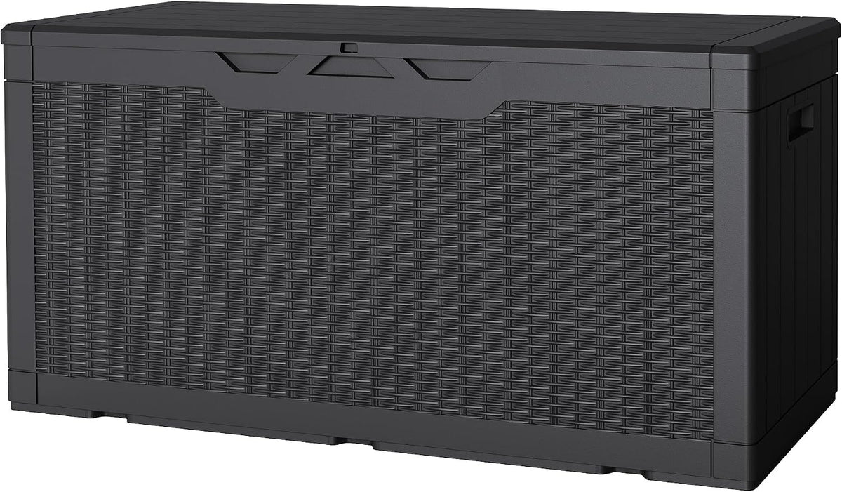 jummico 100 gallon resin deck box, waterproof outdoor, main product view