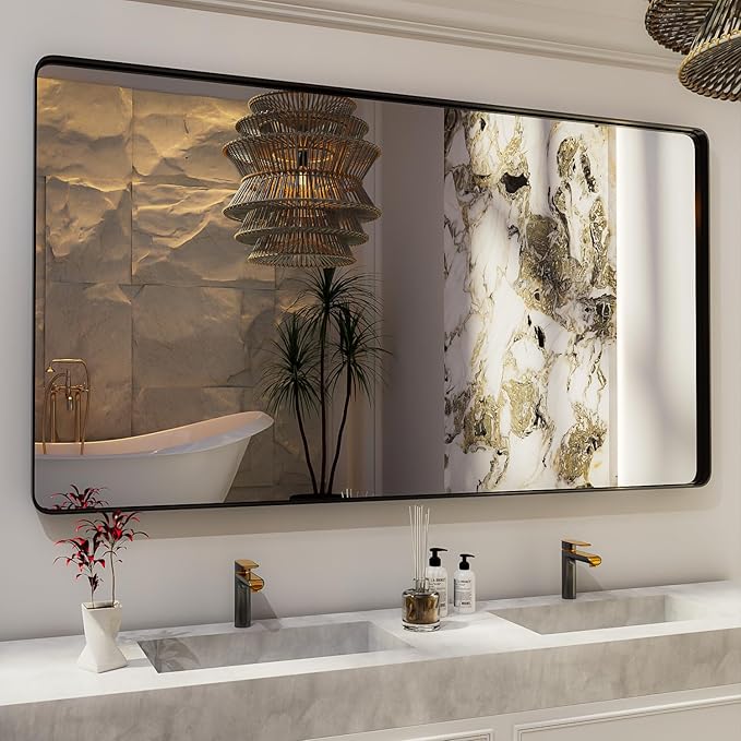 ISKM Black Framed Mirror for Wall 72"x 40", Large Bathroom Mirror Anti-Rust by ISKM-IStillKeepMovin