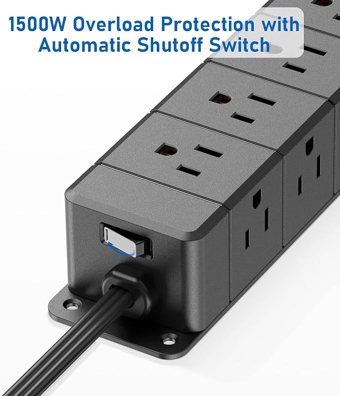 30W USB C Power Strip Surge Protector, Ultra Thin Flat Plug Power Strip 4 Side - Image 5