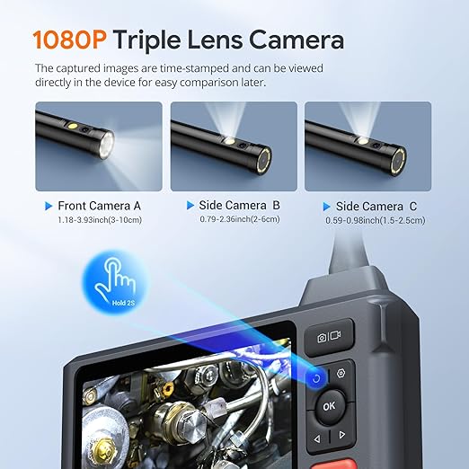 Triple Lens Borescope Tool, DEPSTECH 5" IPS Screen Endoscope Camera - Image 2