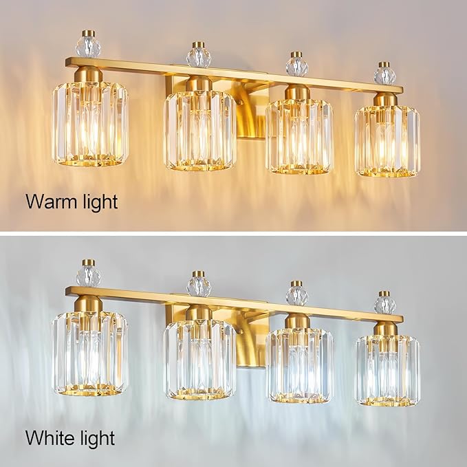 FDPBY Bathroom Vanity Lights 4-Light Gold Modern Crystal Vanity Light Fixtures - Image 2