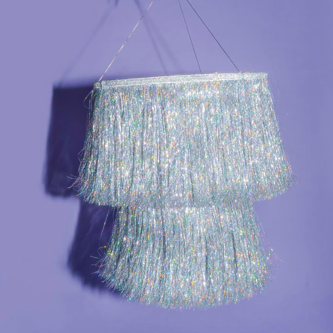 xo, Fetti Fringe Tinsel Chandelier Iridescent Silver Foil 16" | Party Decor | Bachelorette, Decorations, Birthday Photo Booth Supplies, New Years Eve, HBD