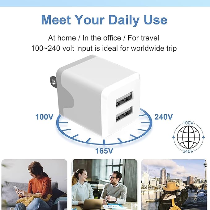 USB Wall Charger，Dual A USB Port Cube Power Plug Adapter，Fast Phone Charger - Image 7