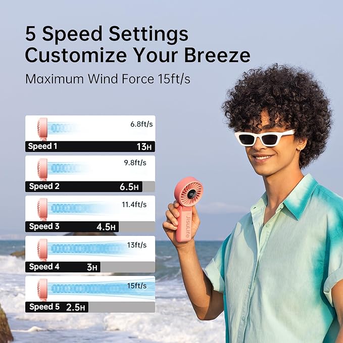 JISULIFE Handheld Fan Life7 – Ultimate Flexibility: High-Power Motor, LED - Image 3