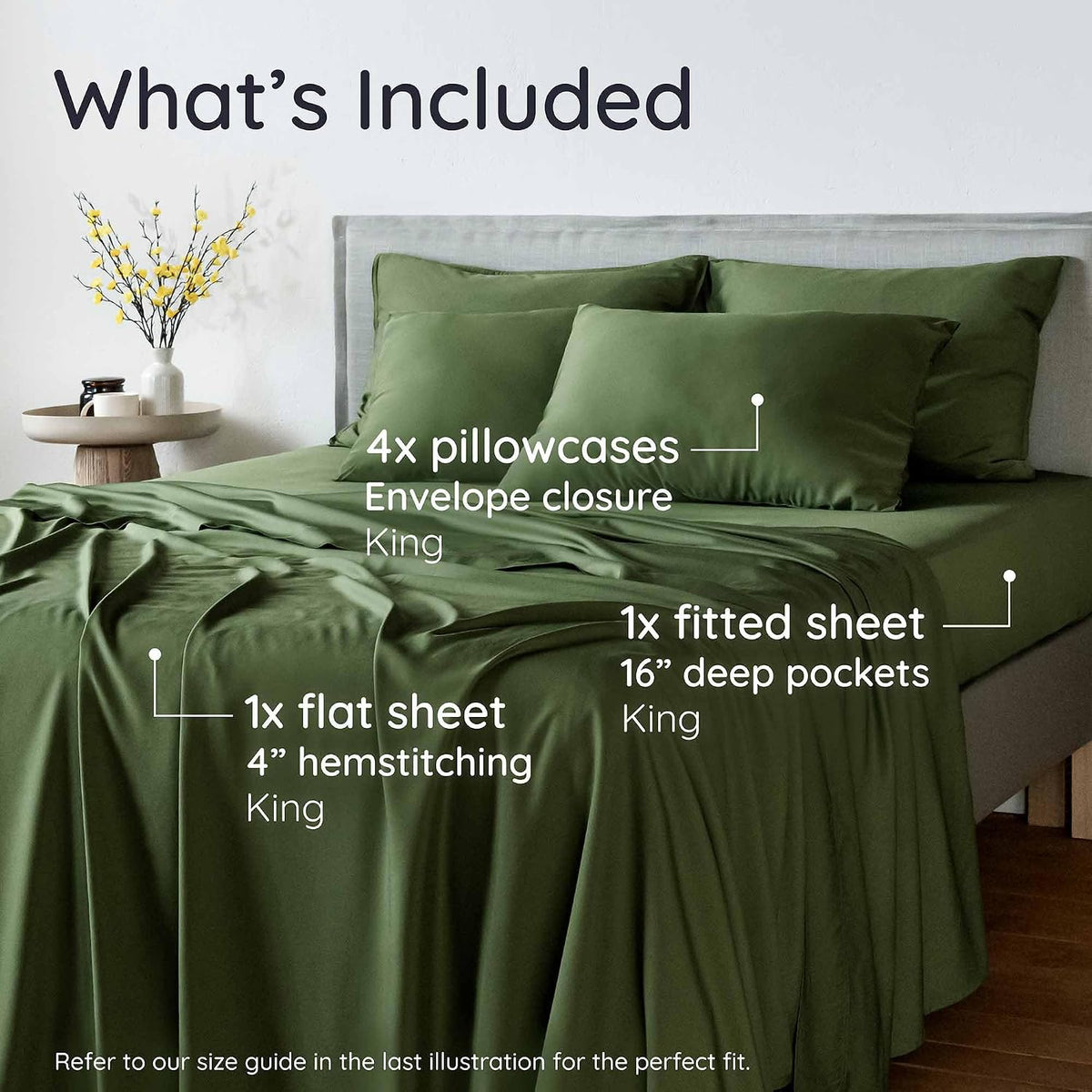 Bambaw 100% Viscose Derived from Bamboo Sheets King Size Set – 6pcs Set of