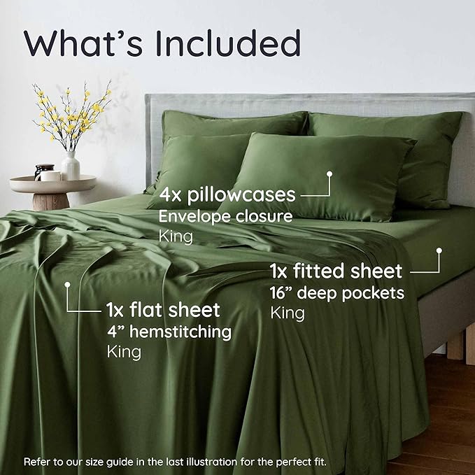 Bambaw 100% Viscose Derived from Bamboo Sheets King Size Set – 6pcs Set of - Image 2