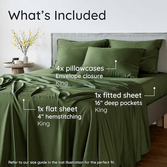 Bambaw 100% Viscose Derived from Bamboo Sheets King Size Set – 6pcs Set of - Image 2