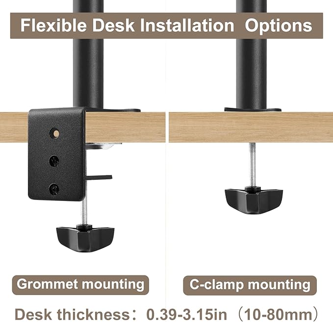 Dual Monitor Desk Mount Easily Set Up，Fully Adjustable Monitor Mount - Image 7