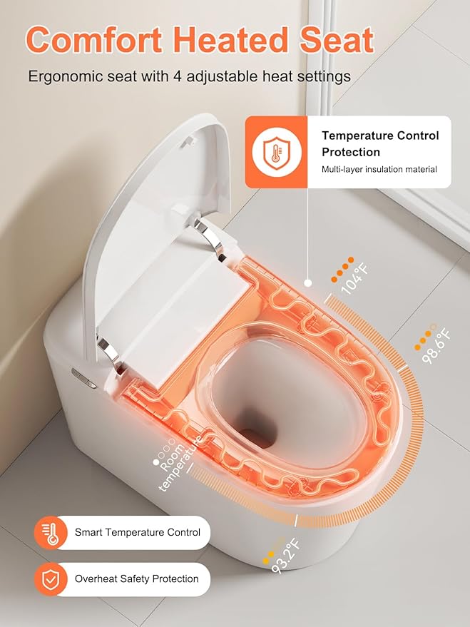 BAYTINA Smart Toilet with ADA Comfort Height Heated Seat, Night Light, Tankless - Image 2