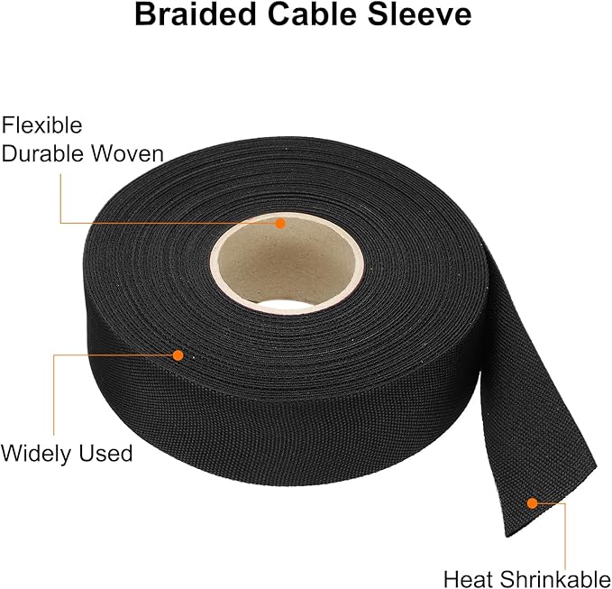 MECCANIXITY Braided Cable Sleeves Heat Shrinkable Fabric Sleeving, 1 1/4" 60ft - Image 4