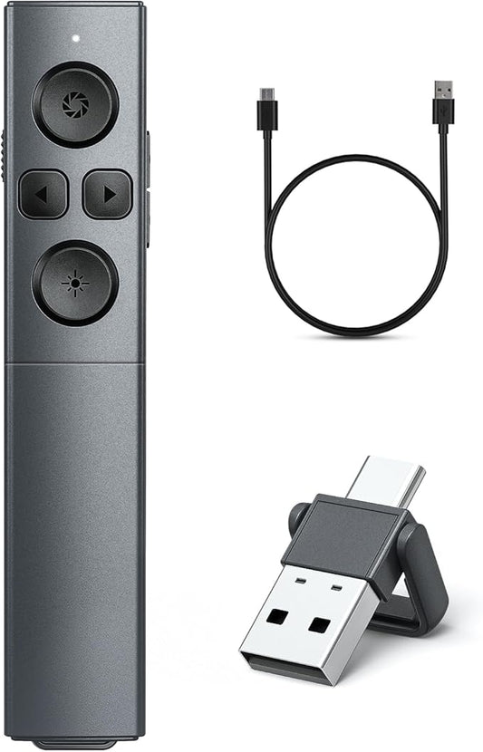 2-in-1 USB Type C Presentation Clicker, Rechargeable Wireless Presenter Remote by NinjaABXY