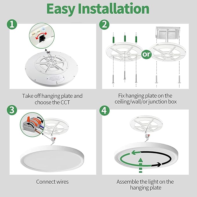 2PK 15.8 Inch LED Flush Mount Ceiling Light, 3000K/4000K/6000K CCT Selectable - Image 6