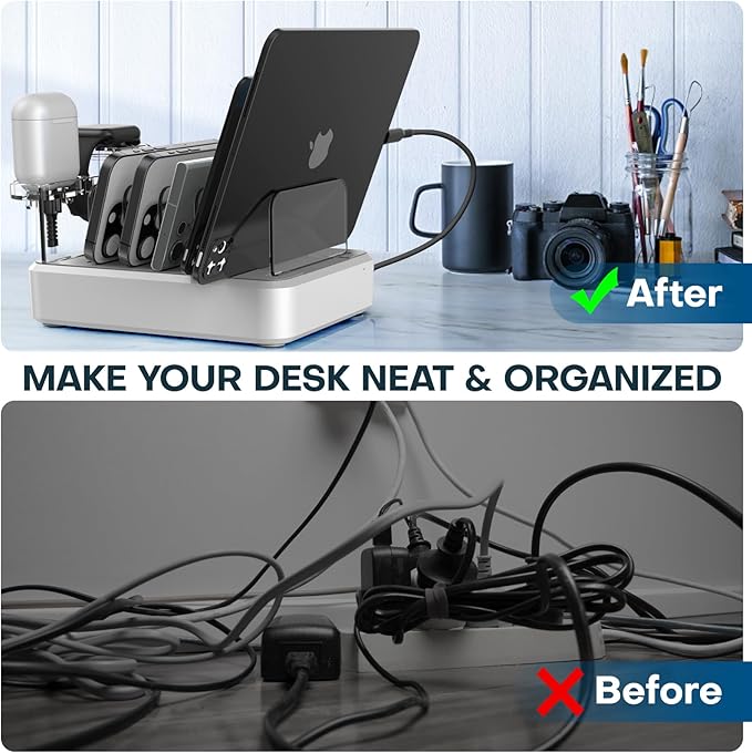 Charging Station for Multiple Devices, 75W 6 Port Multi USB C Fast Charger - Image 3