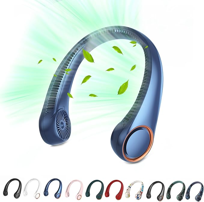 Portable Neck Fan, Hands Free Bladeless Fan, 360° Cooling Personal Fan by penkou