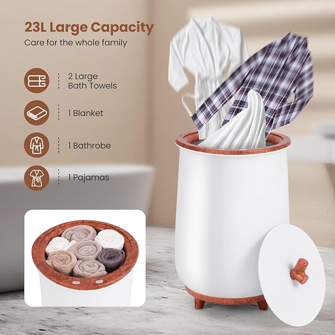 Tangkula Towel Warmer Bucket, 23L Large Luxury Bucket-Style Towel Warmer - Image 7
