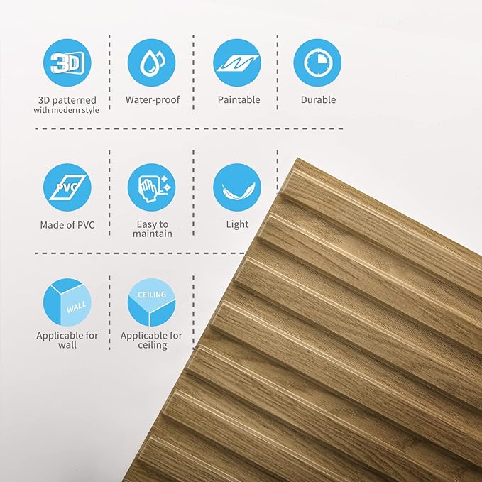 Art3d Slat Wall Panel, 3D Fluted Textured Panel 12-Tile 19.7 x 19.7in. - Image 6
