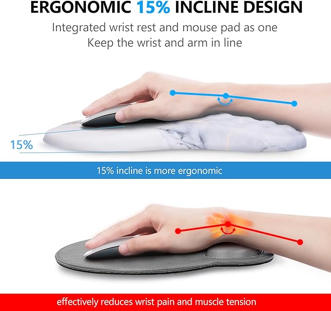 Mouse Pad Wrist Support, Laokiiy 2 in1 Keyboard Wrist Rest+ Ergonomic Mouse Pad - Image 2