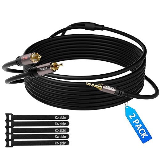 2 Pack 8FT 3.5mm to RCA Stereo Audio Adapter Cable, Auxiliary RCA Y Splitter by Kxable