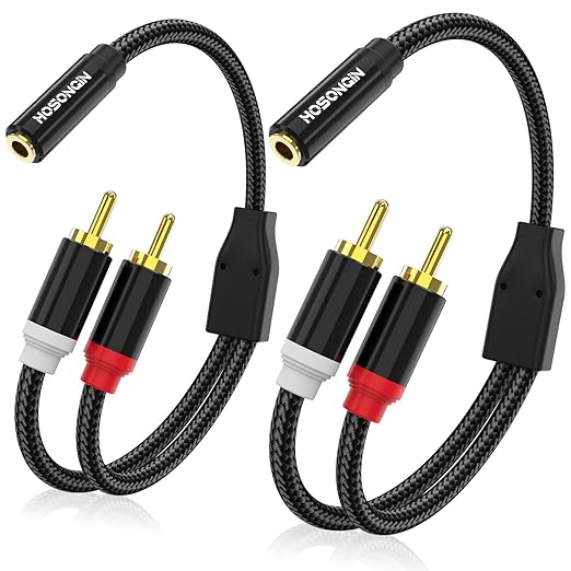 HOSONGIN RCA to 3.5mm Female Adapter 2 Pack by HOSONGIN