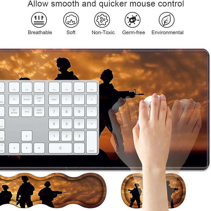 4 in 1 Ergonomic Keyboard Wrist Rest & Mouse Pad Wrist Rest Set, Large XXL - Image 3