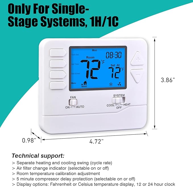 Suuwer 5-1-1 Day Programmable Thermostats - Image 3