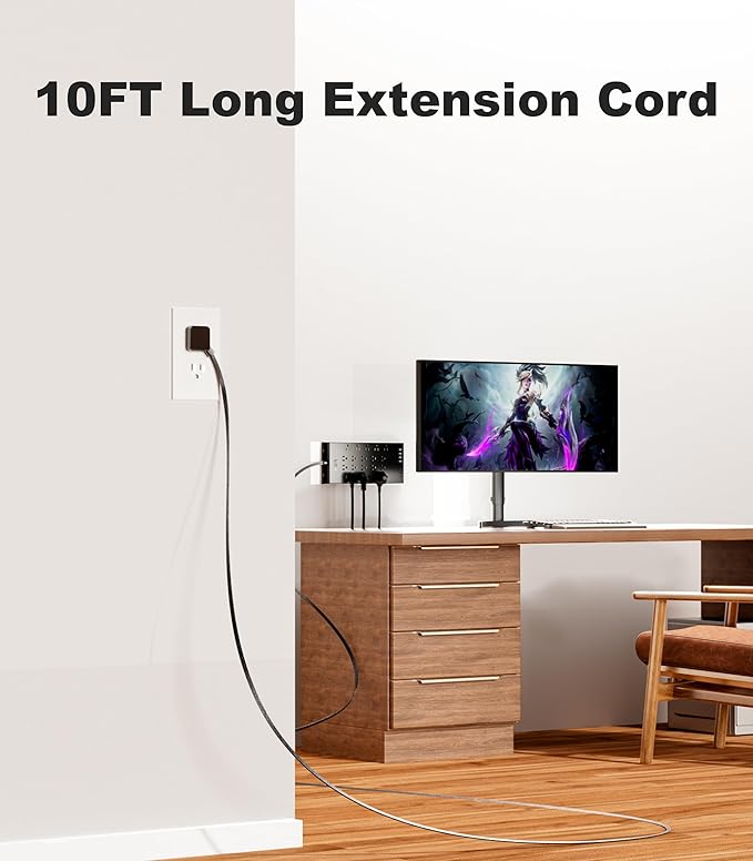 Surge Protector Power Strip 4800J, LeZone 10Ft Long Extension Cord Flat Plug - Image 5