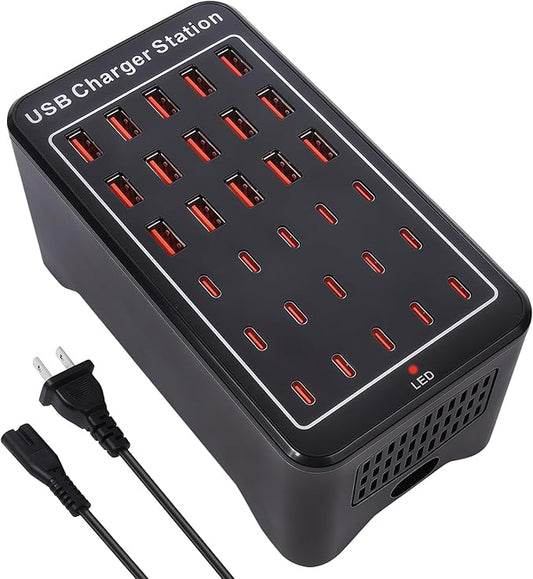 150W USB Charging Station, 30-Port USB C Charger Block, Smartphones by Yoodarmx