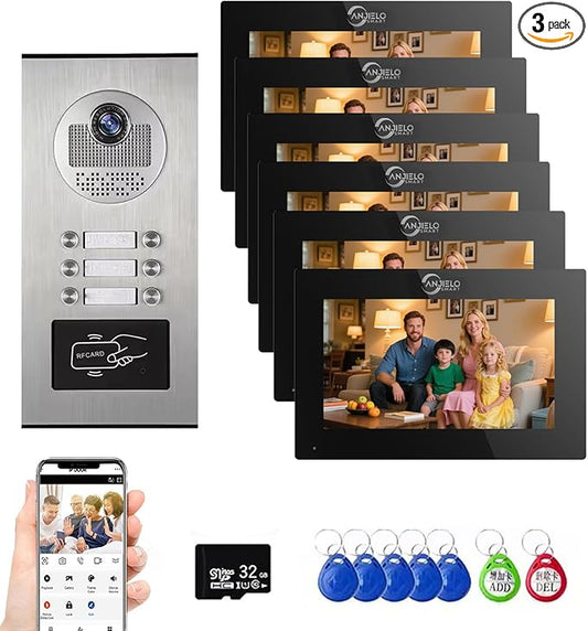 Wired Apartment Video Intercom System, 1080P HD Video Doorbell, Compatible by ANJIELOSMART