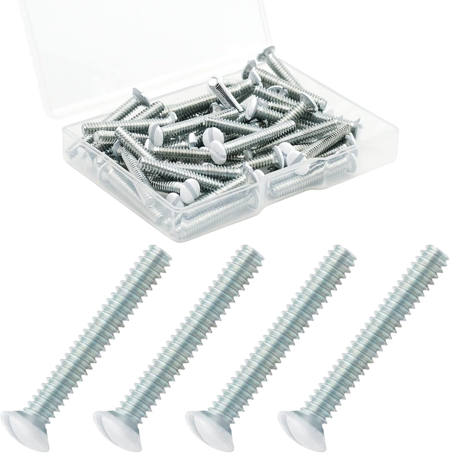 50 Pack Long Outlet Screws, 1 Inch White Screws for Wall Plates & Covers