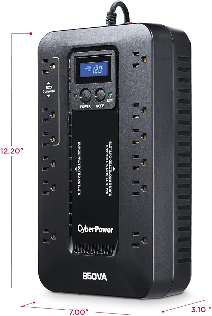 CyberPower EC850LCD Ecologic UPS Battery Backup and Surge Protector, 850VA/510W - Image 6