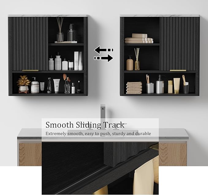 Bathroom Wall Cabinet, Fluted Medicine Cabinet - Image 5