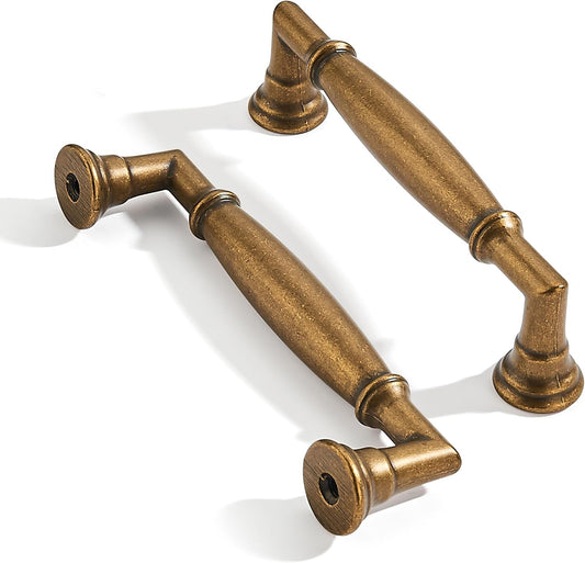 10 Pack 4 Inch Hole Center Vintage Antique Brass Cabinet pulls Solid Heavy Duty Aged Bronze Cabinet Pull Cabinet Handles Kitchen Cabinet Hardware Vanity Handles Bathroom Cabinet pulls